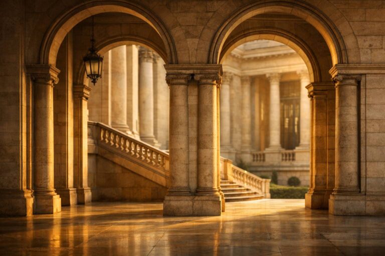 Institutional architecture symbolizing the threshold for recognition in France in higher education and professional training