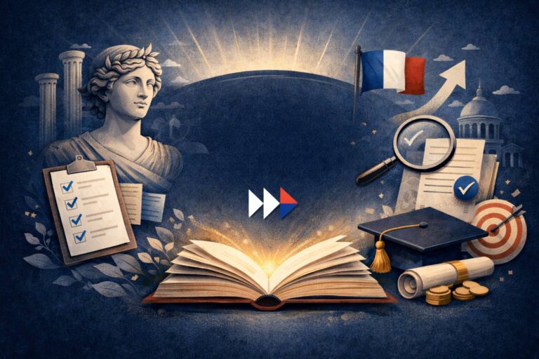 Illustration institutionnelle représentant la qualité en formation professionnelle, la certification Qualiopi et la structuration des organismes de formation.