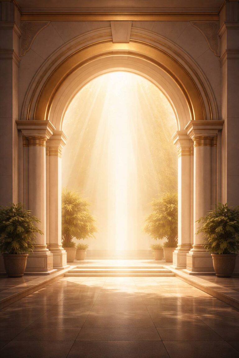 Architectural arch in golden light symbolising financial risks of setting up a school in France before recognition