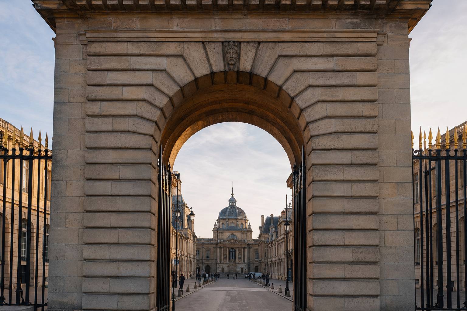 Arche institutionnelle symbolisant l'implantation d'une université asiatique en France